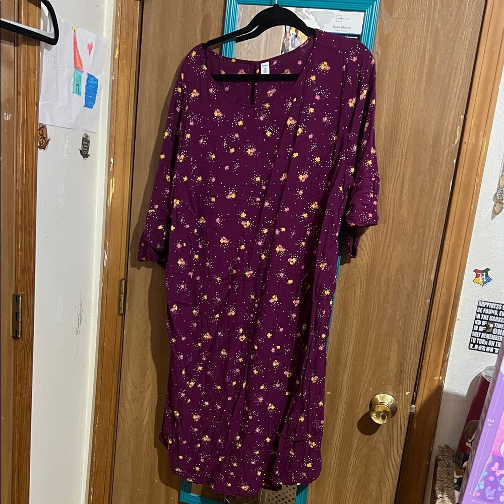 Old Navy Purple Floral Long Sleeve Dress